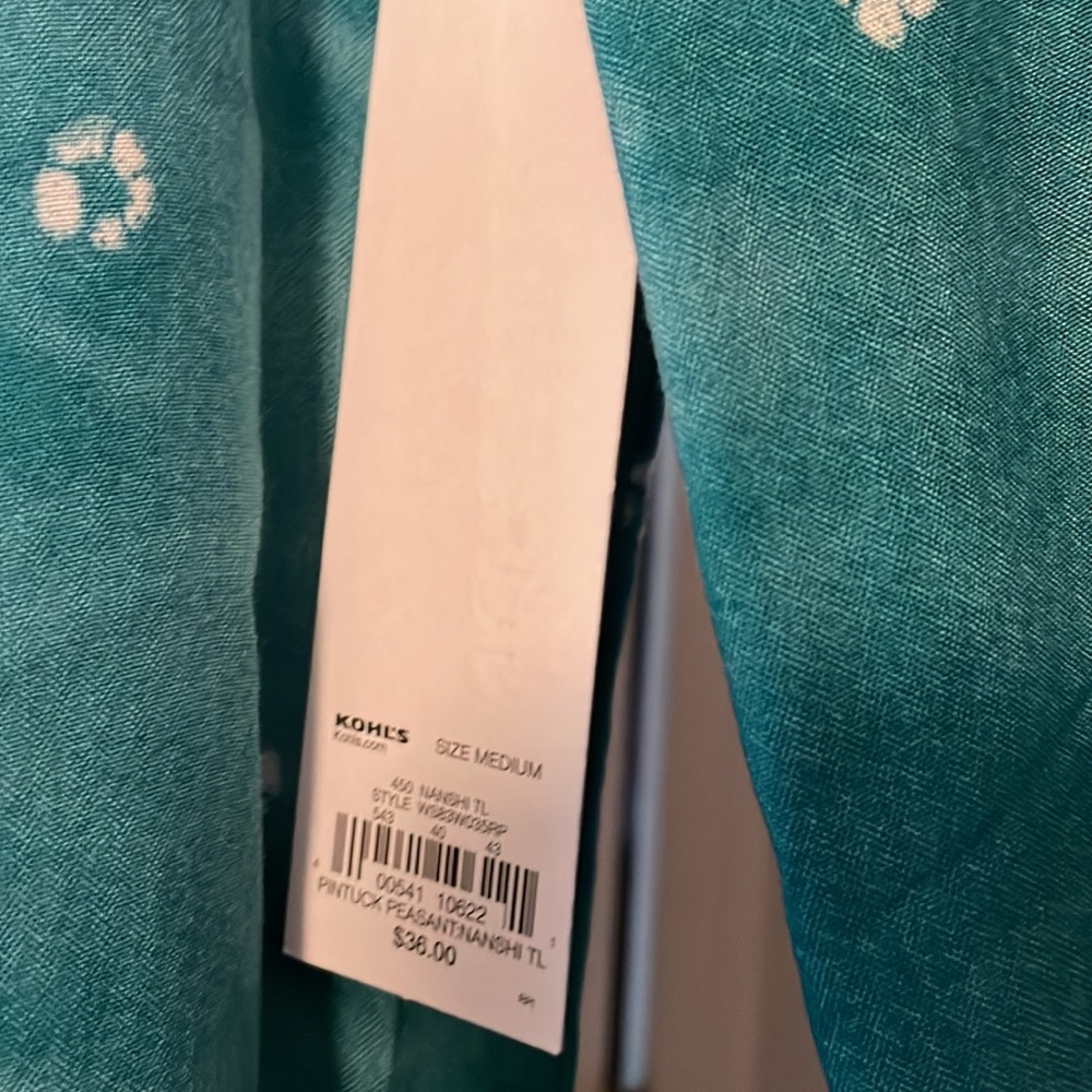 Sonoma Ocean Blue Peasant Top - Picture 3 of 5